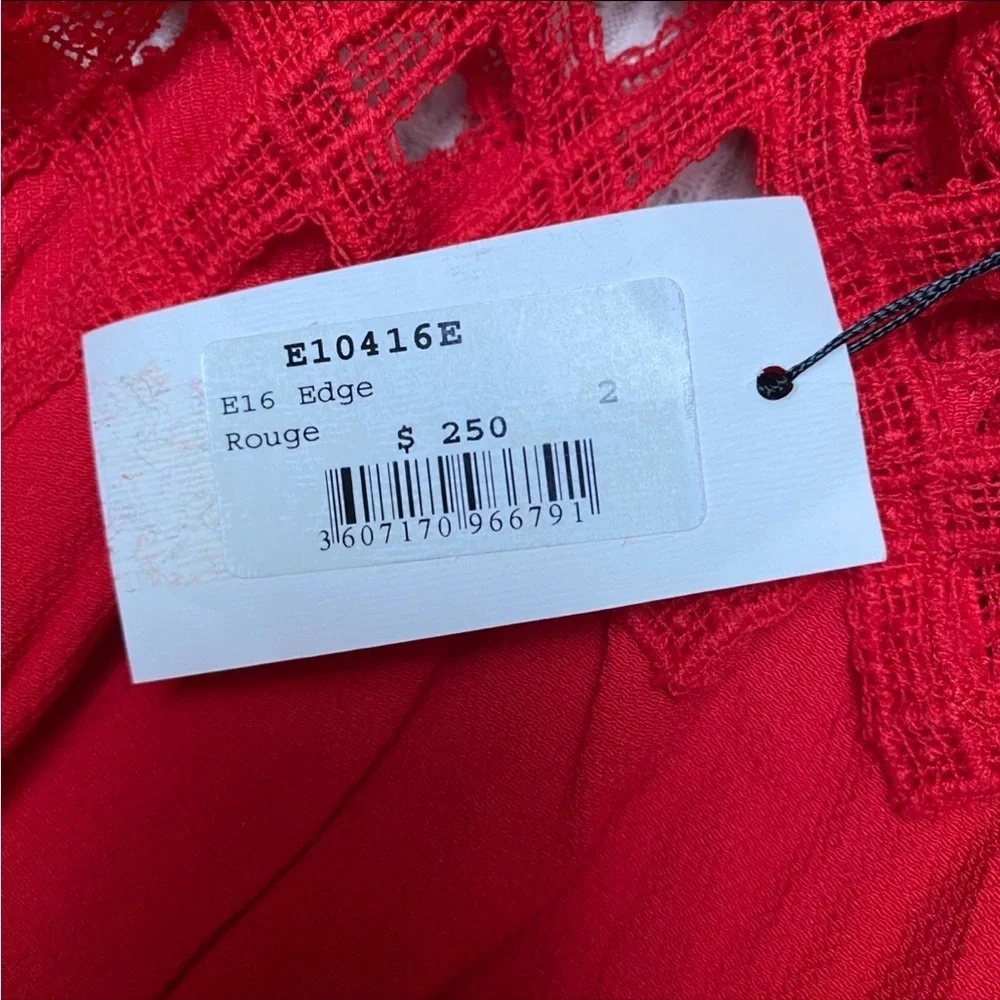 Sandro Paris Red Lace Keyhole Blouse NWT FR2 US6